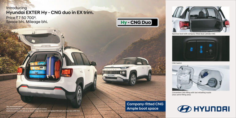 Hyundai India expands its green mobility lineup with the new EXTER Hy-CNG Duo EX variant priced at ₹7.50 Lakh