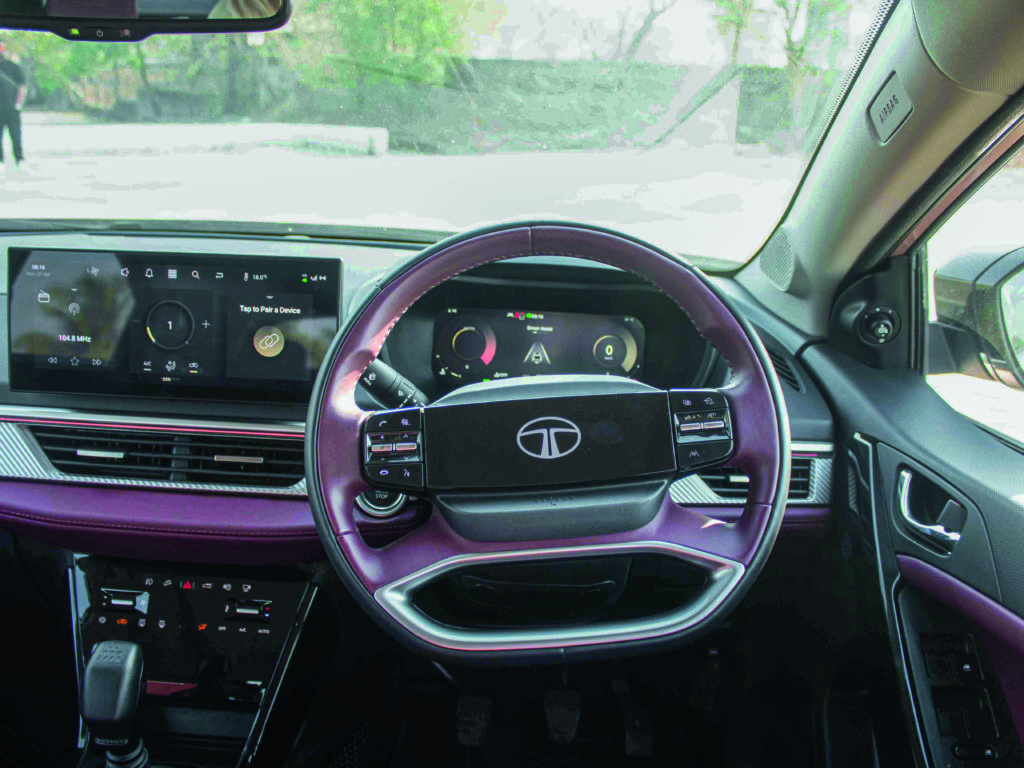 tata curvv interior steering wheel dual screens