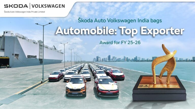 Škoda Auto Volkswagen India named ‘Automobile Top Exporter’ for FY 2025-26 by Mumbai Port Authority
